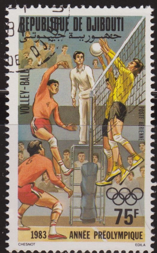Djibouti 1983 Scott C175 Sello * Año Pre Olimpico Voleibol Volleyball 75F Correo Aereo
